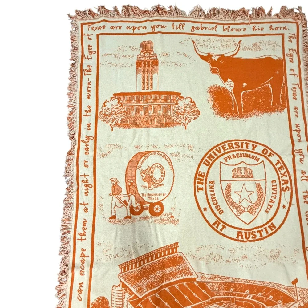 University of Texas Austin Longhorns Woven Tapestry Throw Blanket Burnt Orange